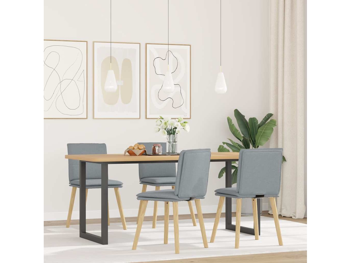 Vidaxl Cadeiras De Jantar 4 Pcs Tecido Cinzento-claro