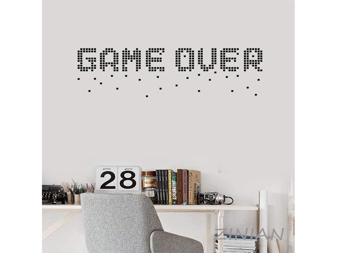 Adesivos de parede em pixel art para decoração de quarto de gamer, adesivos de vinil para parede, decoração para casa, sala de estar, frases engraçadas, 56x17 cm