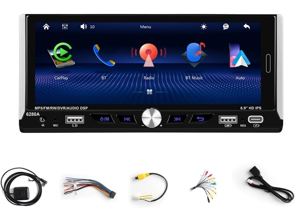 Rádio Multimídia Automotivo Android de 13,6 e 9 Polegadas, 1 Din, Preto, Abs. SFUSHOS