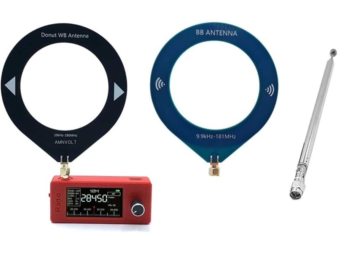 Rádio Portátil De 10 Khz A 180 Mhz, Ecrã Ips De 1,9 Polegadas E 2 Antenas
