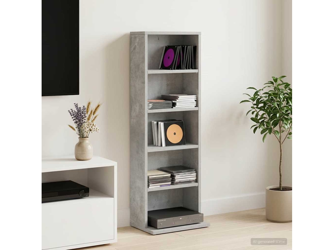 Vidaxl Armário Para Cd Cinzento Cimento 33 X 23,5 X 97,5 Cm