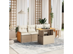 Conjunto de Sofás de Jardim HARLANV1 com Almofadões Vime Pe Bege