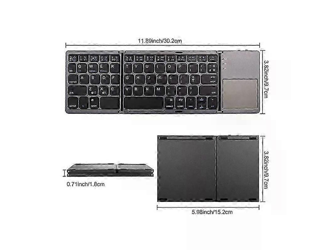 Teclado Dobrável Mini Sem Fio Bluetooth 2025 B033 Compatível com Laptop, Tablet e Celular, com Touchpad para Windows, Android e Ios. TAISHENGDA