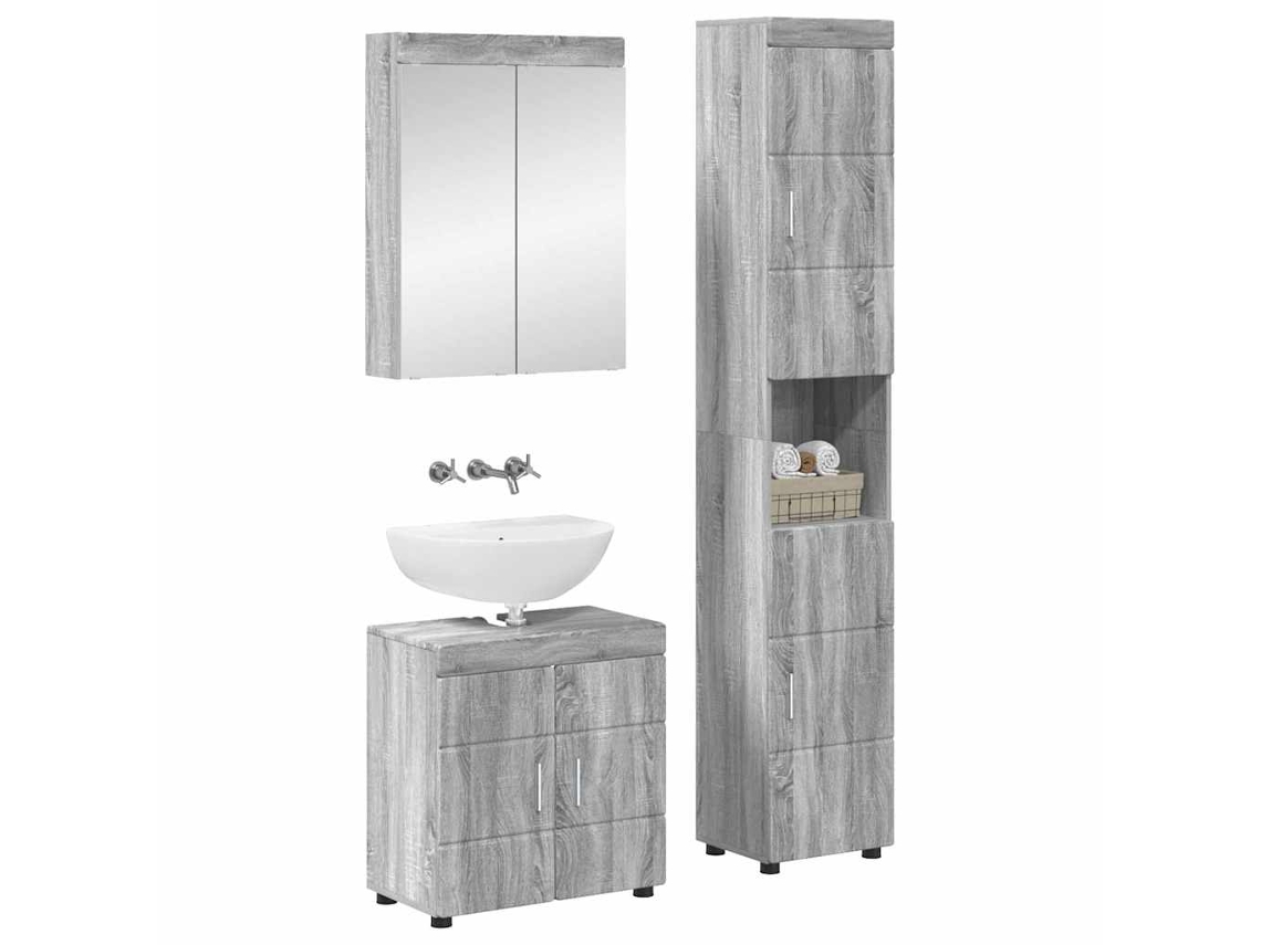 Conjunto de Móveis para Banheiro com Porta Tulum Cinza Sonoma MAISON EXCLUSIVE