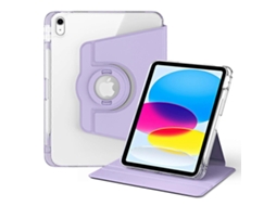 Capa Protetora Para Ipad 10.9 (2022) Em Couro Pu Acrílico Com Suporte Giratório, Roxa. Tuotuo (2025)