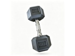 Halter Hexagonal De 15 Kg Com Pega Antiderrapante E Revestimento Resistente Para Fitness E Musculação Default Title