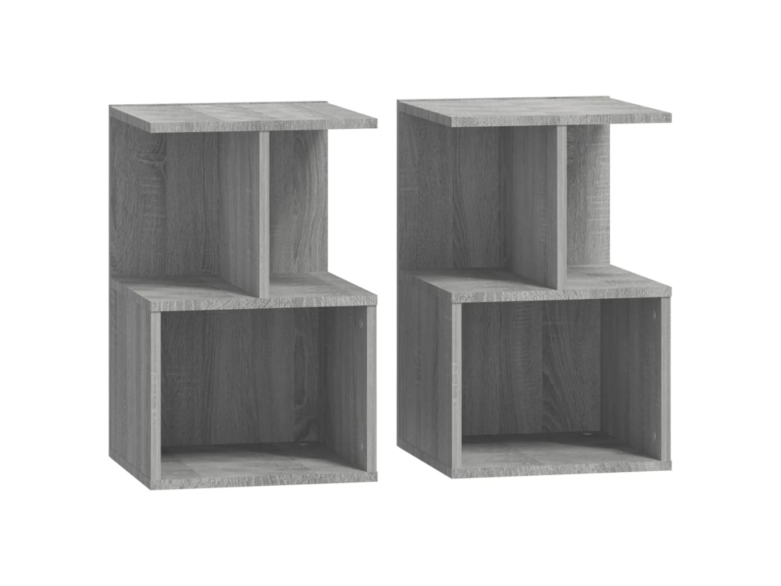 Conjunto de 2 Mesas Cabeceira em Derivado Madeira Cinzento Sonoma MAISON EXCLUSIVE (35x35x55 cm)