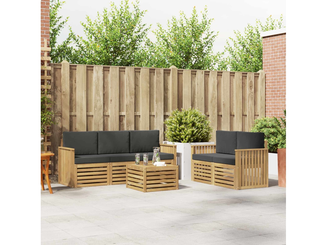 Vidaxl Conjunto De Sofás Para Exterior 6 Unid. Branco E Antracite