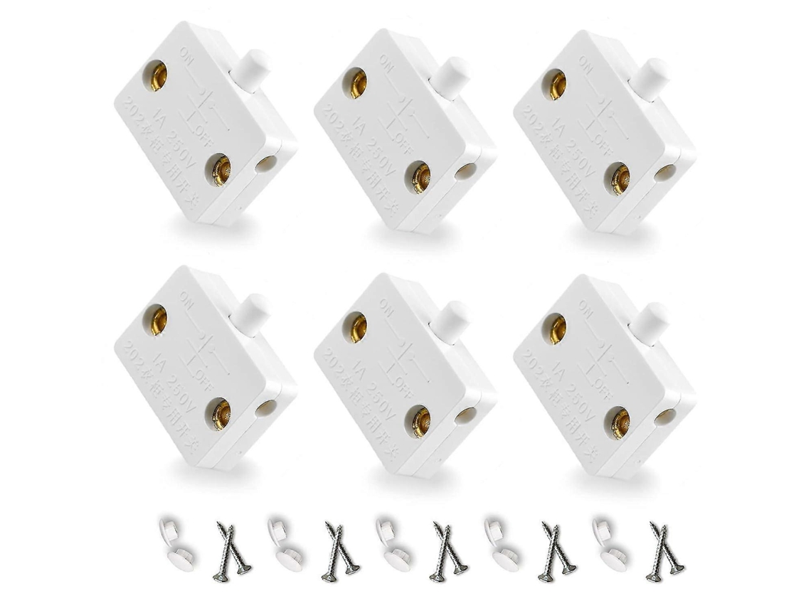 Interruptor de Luz Momentáneo para Puertas de Armario Y Gabinetes 6 Piezas Color Blanco