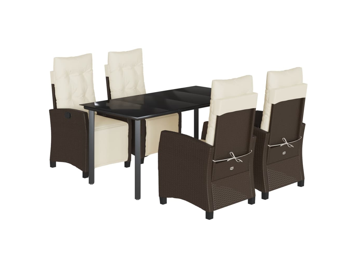 Garden Dining Set, Garden Dining Sets Vidaxl Marrom Rattan / Vime (160 Cm Table Length)