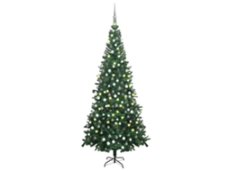 Vidaxl Árvore Natal Artificial Pré-iluminada C/ Bolas Verde