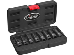 VIGOR V7018 Chave de fenda de impacto Conjunto de chave de soquete com dente interno Xzn Square Hollow 1/2 Polegada 12 5 mm Perfil com serrilhado