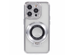 Suporte Casa Para Iphone 14 Pro Pele Sintética Prateado
