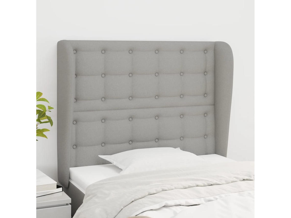 Vidaxl Cabeceira Cama C/ Abas Tecido 103x23x118/128 Cm Cinzento-claro