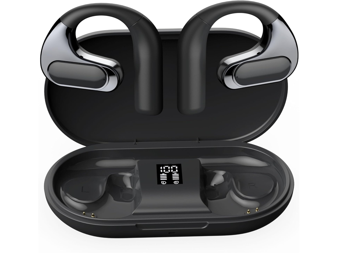 Fones de Ouvido Abertos Bluetooth 5.4 Qualidade de Som Aprimorada para Jogos, Esportes, Trabalho e Viagens JIAPEI (preto)