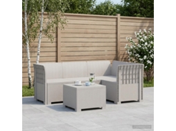 Vidaxl Sofá De Jardim Para 4 Pessoas Estilo Rattan Pp Branco