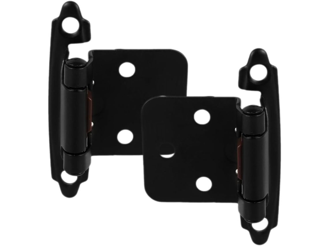 Dobradiças De Armário Reforçadas Com Fechamento Automático, 2 Peças, Pretas, Com Mola Semi Oculta, Para Armários De