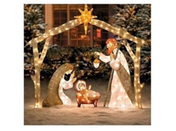 Presépio de Natal Crystal Splendor para exterior com luzes pré-instaladas.