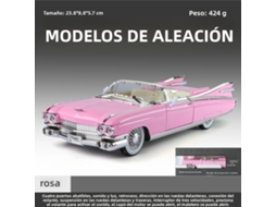 (rosa) Modelo De Carro Retrô Cadillac Eldorado, Escala 1:24, Com Efeitos De Som E Luz.