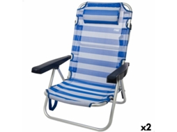 Cadeira De Praia Aktive Dobrável Almofada Branco Azul 48 X 84 X 46 Cm (2 Unidades)