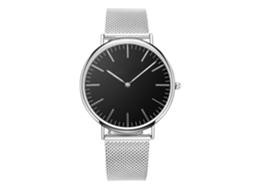Relógio de pulso masculino à prova d'água com movimento de quartzo e pulseira de malha de aço (preto)