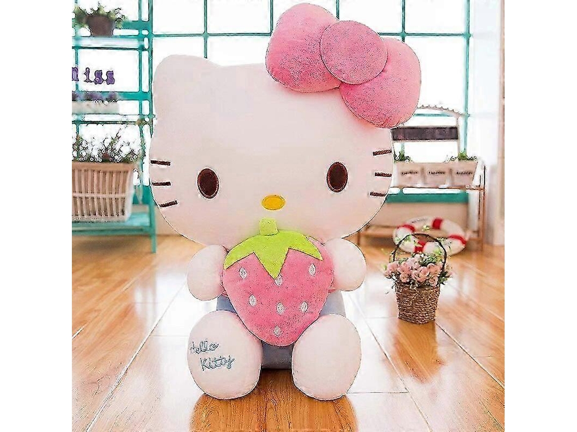 Pelúcia Hello Kitty Com Morango Rosa, 50cm, Kawaii