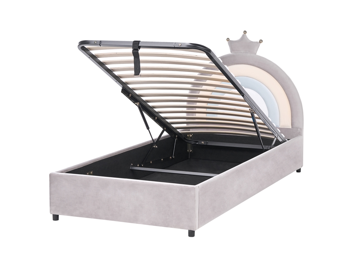 Cama Infantil Con Almacenaje Beliani Grisetot De Terciopelo Gris 97x210x106