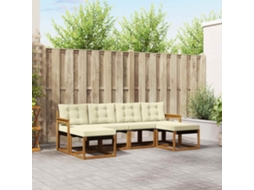 Vidaxl Conjunto De Sofás Para Exterior 6 Unid. Natural E Creme