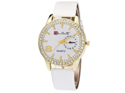 Reloj Analógico De Cuarzo Con Correa Pu Y Piedras Strass Zhoulianfa Lover Fashion (blanco)