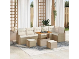Vidaxl Conjunto De Sofá De Jardim Com Almofada 9 Pcs Bege E Creme