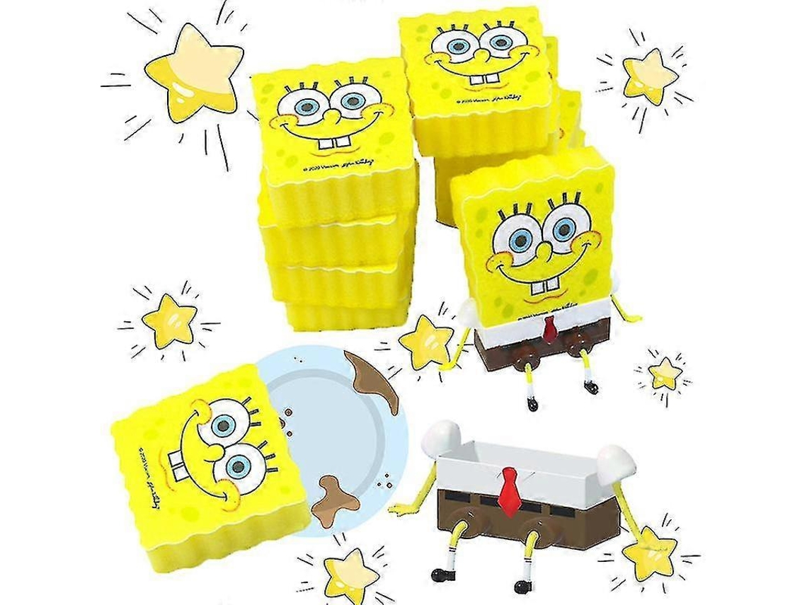 Prato De Esponja Desenho Animado Bob Esponja Calça Quadrada Bloco Mágica Acessórios Cozinha 1*escorredor E 5*panos -aquaforge