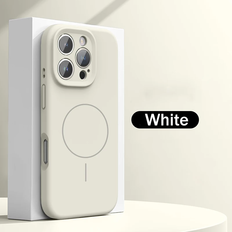 (iphone 13 Pro Max Branco) Capa Protetora De Silicone Líquido Compatível Com Carregamento Sem Fio E Fixação Magnética.