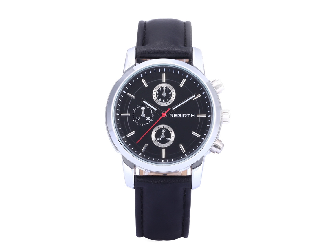 Relógio de quartzo estilo vintage com pulseira de couro PU preta