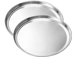 Forma De Pizza De Aço Inoxidável, 2 Peças De Assadeira Redonda Para Pizza, Assadeira Para Pizza, 15 Polegadas Aquaforge (prata)