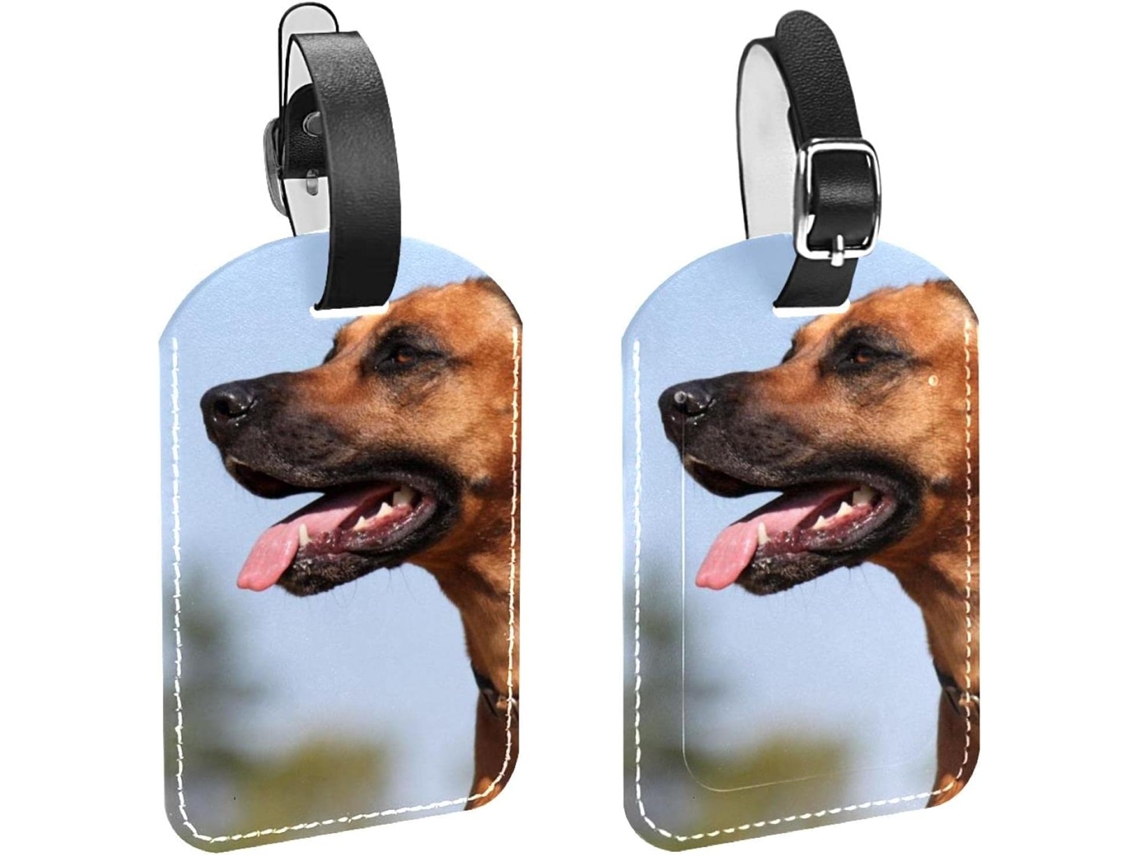 Conjunto De 2 Etiquetas Bagagem Em Couro Sintético Proteção Privacidade Rhodesian Ridgeback