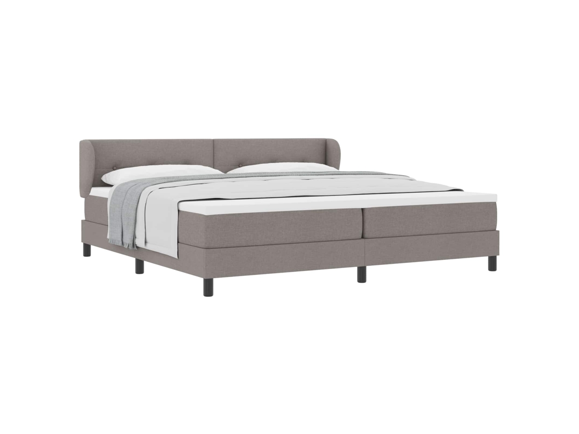 Maison Exclusive - Cama Box Com Cabeceira Cinzento-acastanhado 200 X 200 Cm Tecido