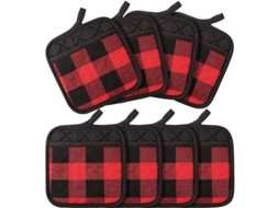 2026 8 Capas Antiquemadera de Quadros Buffalo com Bolsa, Algodão Resistente Ao Calor para Cozinha (vermelho Preto)