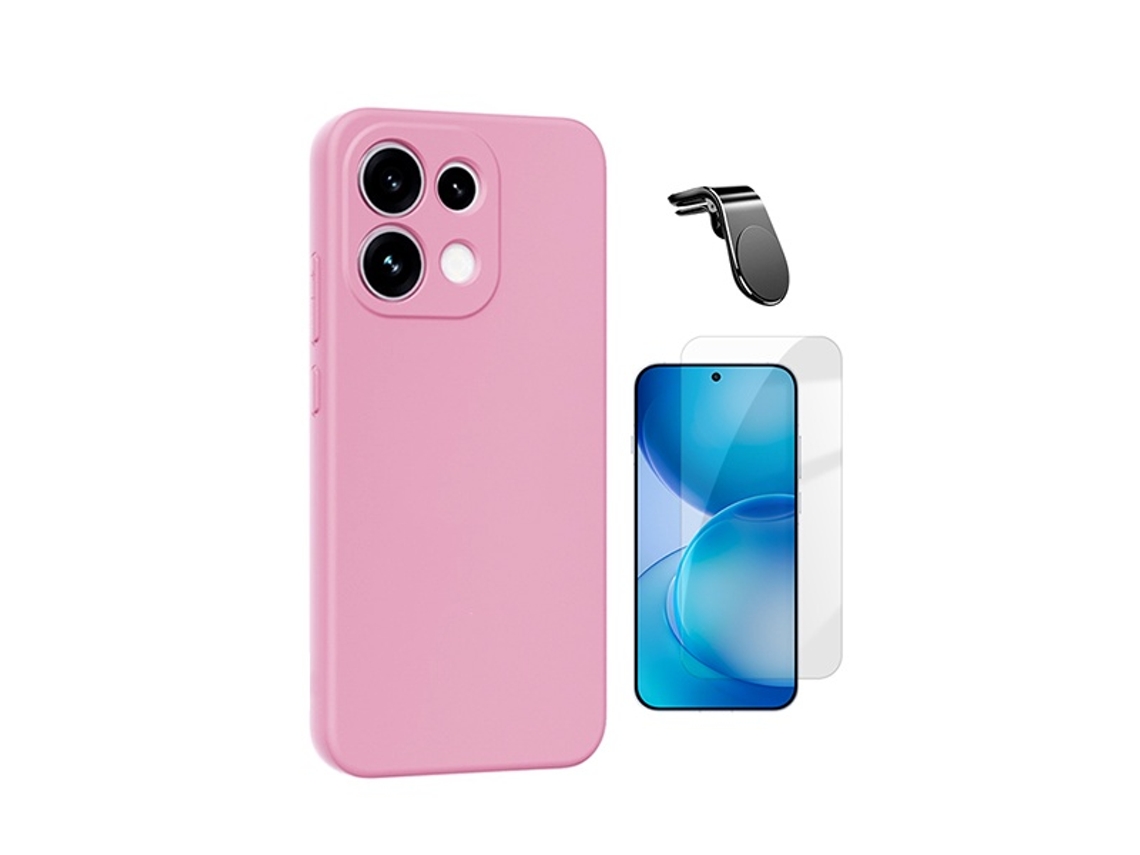 Kit Vidro Temperado Cleargorilasglass Capa Proteção Silicone Suporte L Para Oppo Reno16 Pro - Rosa