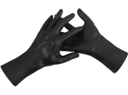 Manequim De Mão Masculina Realista Em Plástico Preto, 2 Peças, Base Estável