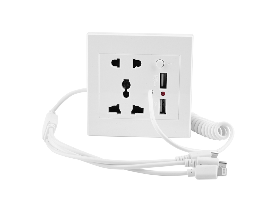 Tomada De Parede Laxiscreed Com Interruptor E Usb Duplo, Compatível Com Tensão De 110-250v