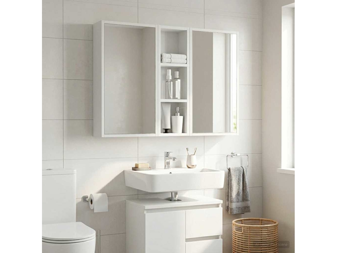Vidaxl Armário De Parede Para Banheiro Branco 20 X 10 X 60,5 Cm
