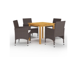 5 Pcs Conjunto De Jantar Para Jardim Marrom Dkd Home Decor