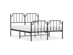 Bed Frame, Bed Frames Vidaxl Preto Aço (150 X 200 Cm)
