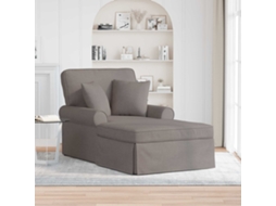 Vidaxl Chaise Lounge Com Saia 3 Pcs Cinzento-acastanhado Tecido