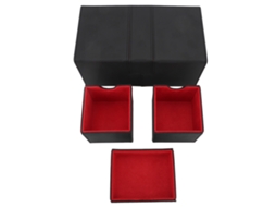 Caja de Cartas com 3 Gavetas, Tampa Magnética, Couro Pu, Armazenamento, para mais de 200 Cartas, Preto Vermelho S/MARCA