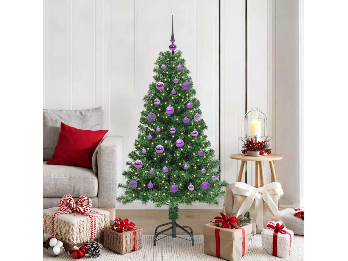 Vidaxl Árvore De Natal Artificial Verde 150 Cm Pvc, Aço E Plástico