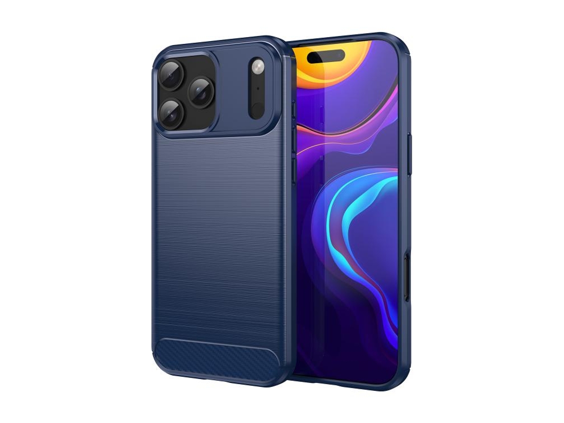 Capa De Tpu Para Iphone 17 Pro Max - Textura Escovada De Fibra De Carbono