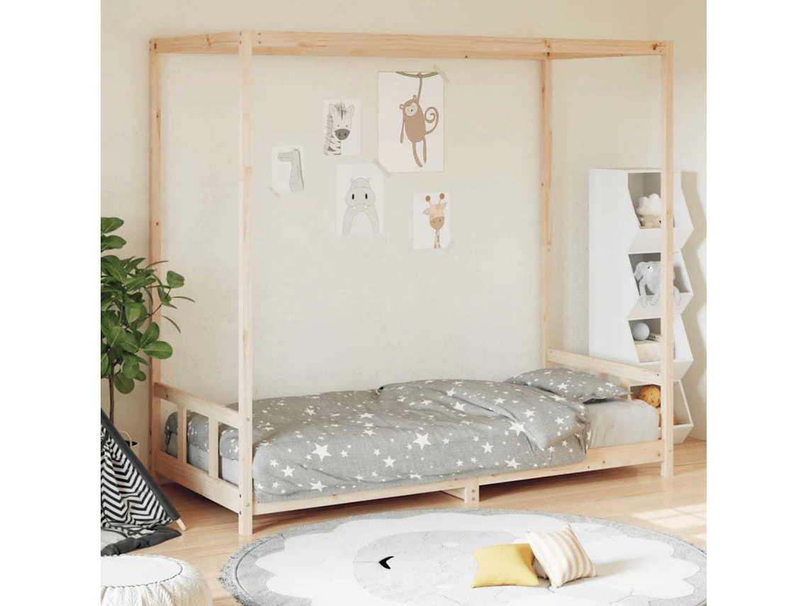 Vidaxl Estrutura De Cama Infantil 90x190 Cm Madeira De Pinho Maciça