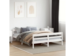 Vidaxl Cama Sem Colchão 140x200 Cm Madeira de Pinho Maciça Branco