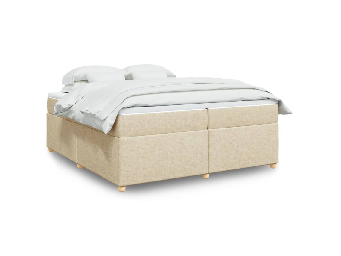 Vidaxl Cama Com Molas/colchão 200x200 Cm Tecido Cor Creme